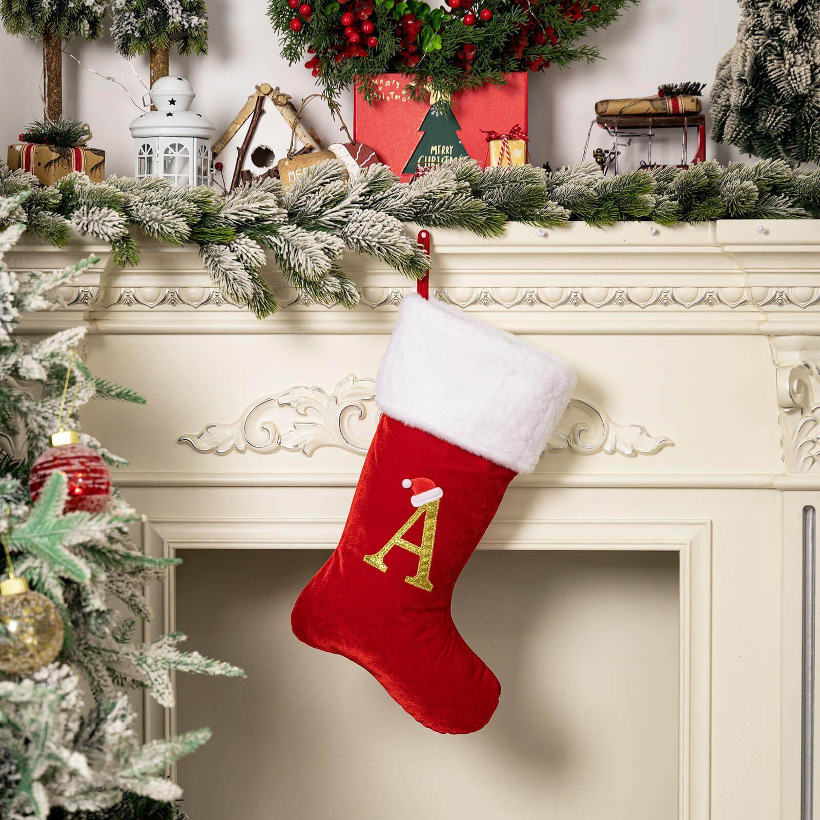 Christmas decoration supplies Red high-grade canary letter socks DIY name gift socks 829176143592 - COCOMELODY